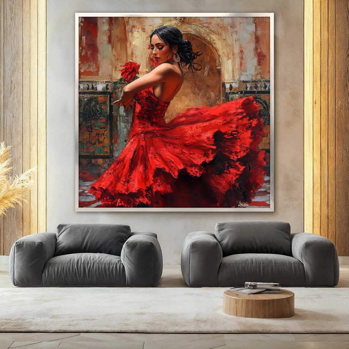 Spanish Woman In Red Dress, Flamenco Art Print - Image 2