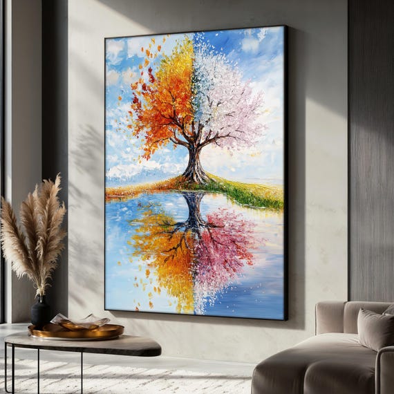 Four Seasons Tree, Abstract Nature Landscape