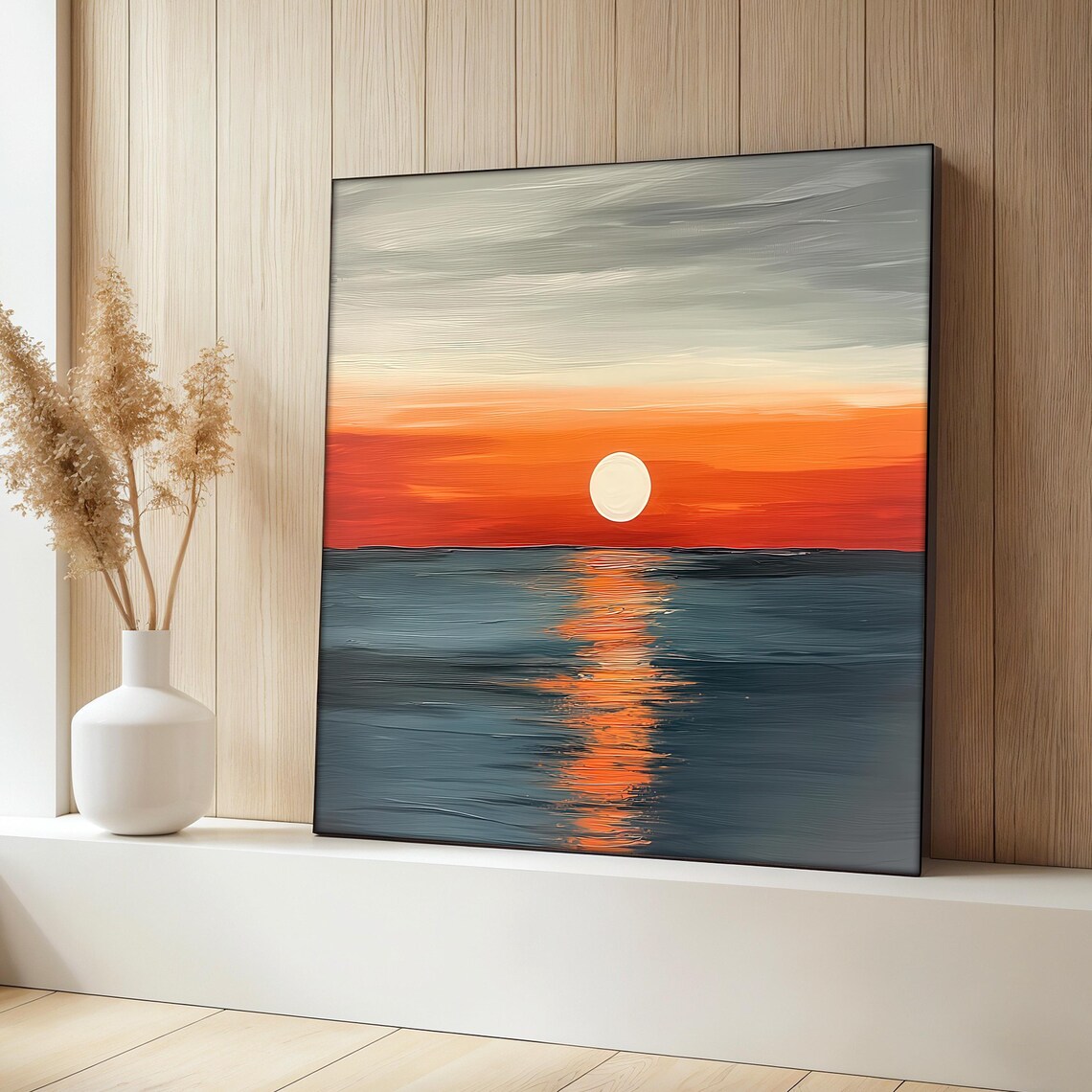 Minimalist Sunset Art Print, Abstract Ocean Decor