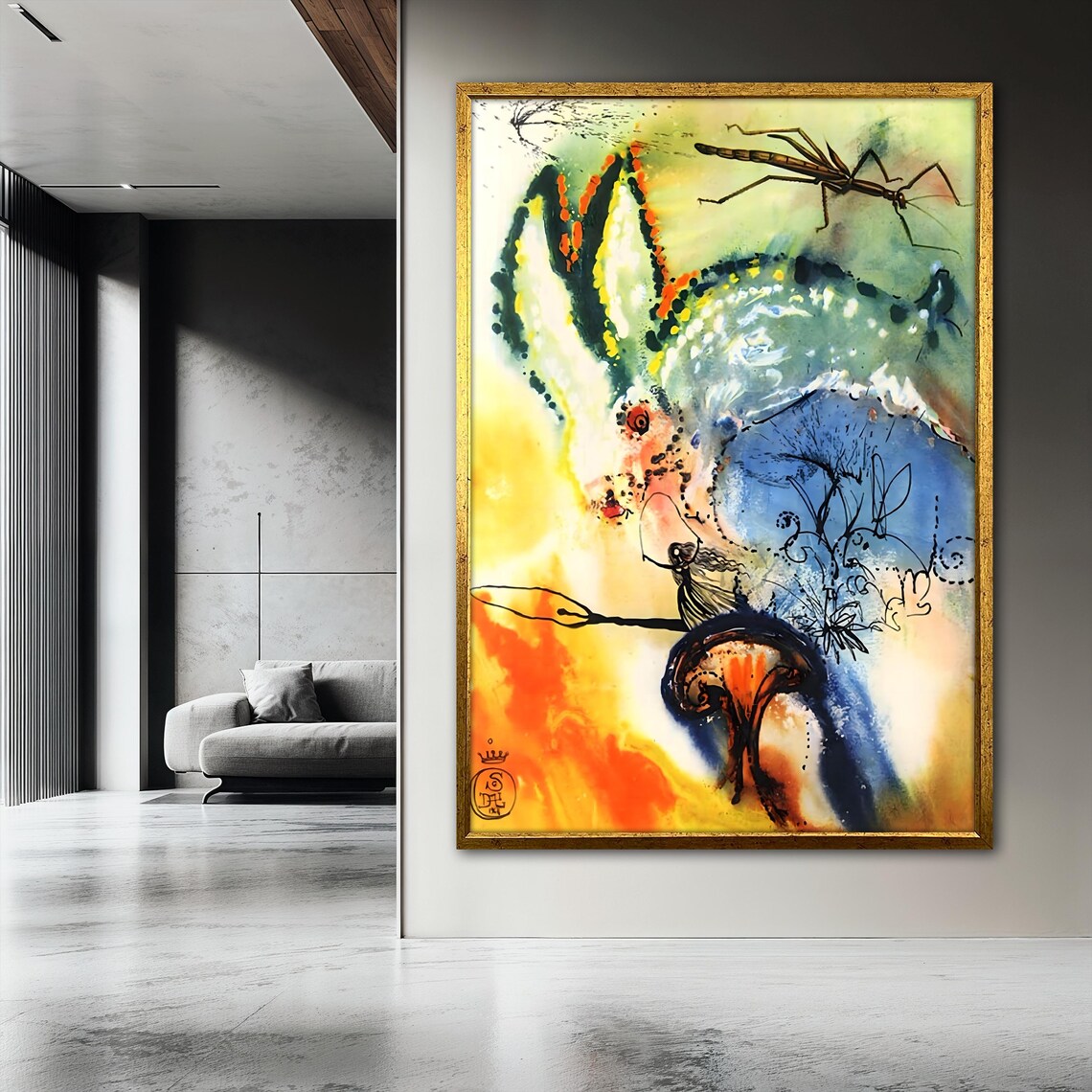 Colorful Rabbit Painting, Salvador Dali Surreal Bunny - Image 3