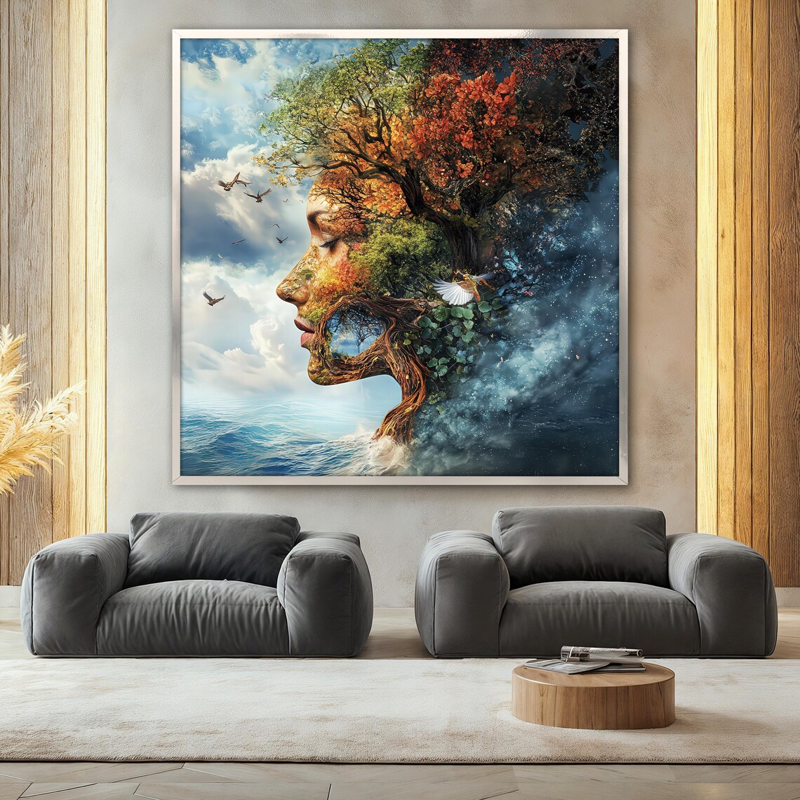 Nature Woman Painting, Surreal Mystical Portrait - Image 2