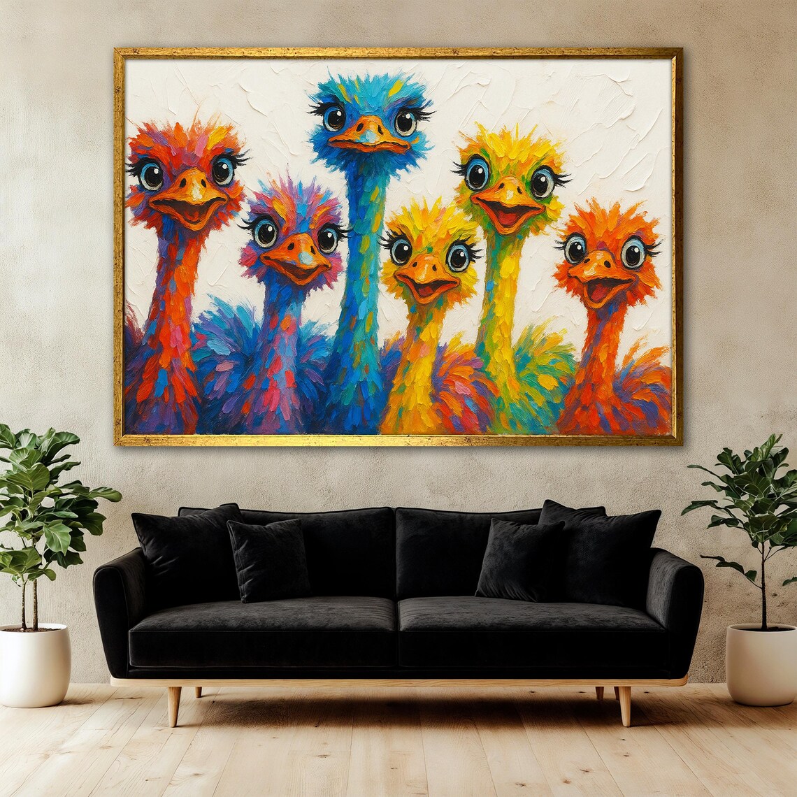 Colorful Ostrich Painting, Funny Animal Art - Image 3
