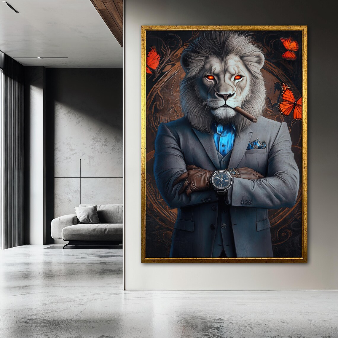 Lion In Suit Painting, Modern Animal Portrait - Image 3