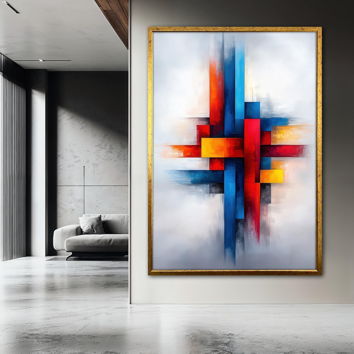 Colorful Abstract Geometric Painting, Modern Shapes - Image 3