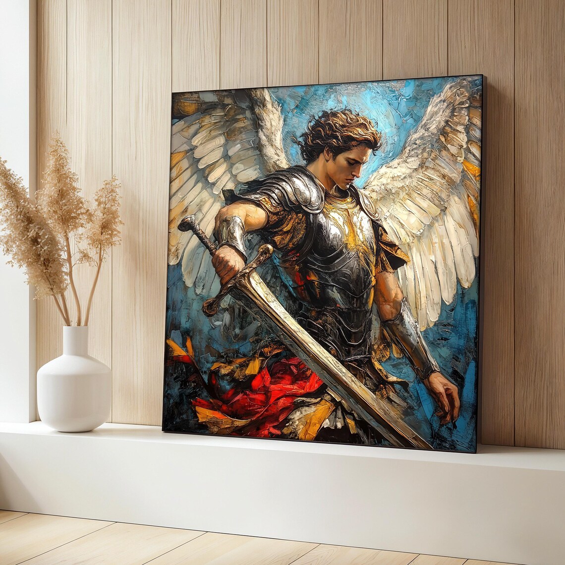 Archangel Warrior, Christian Gift Decor Artwork