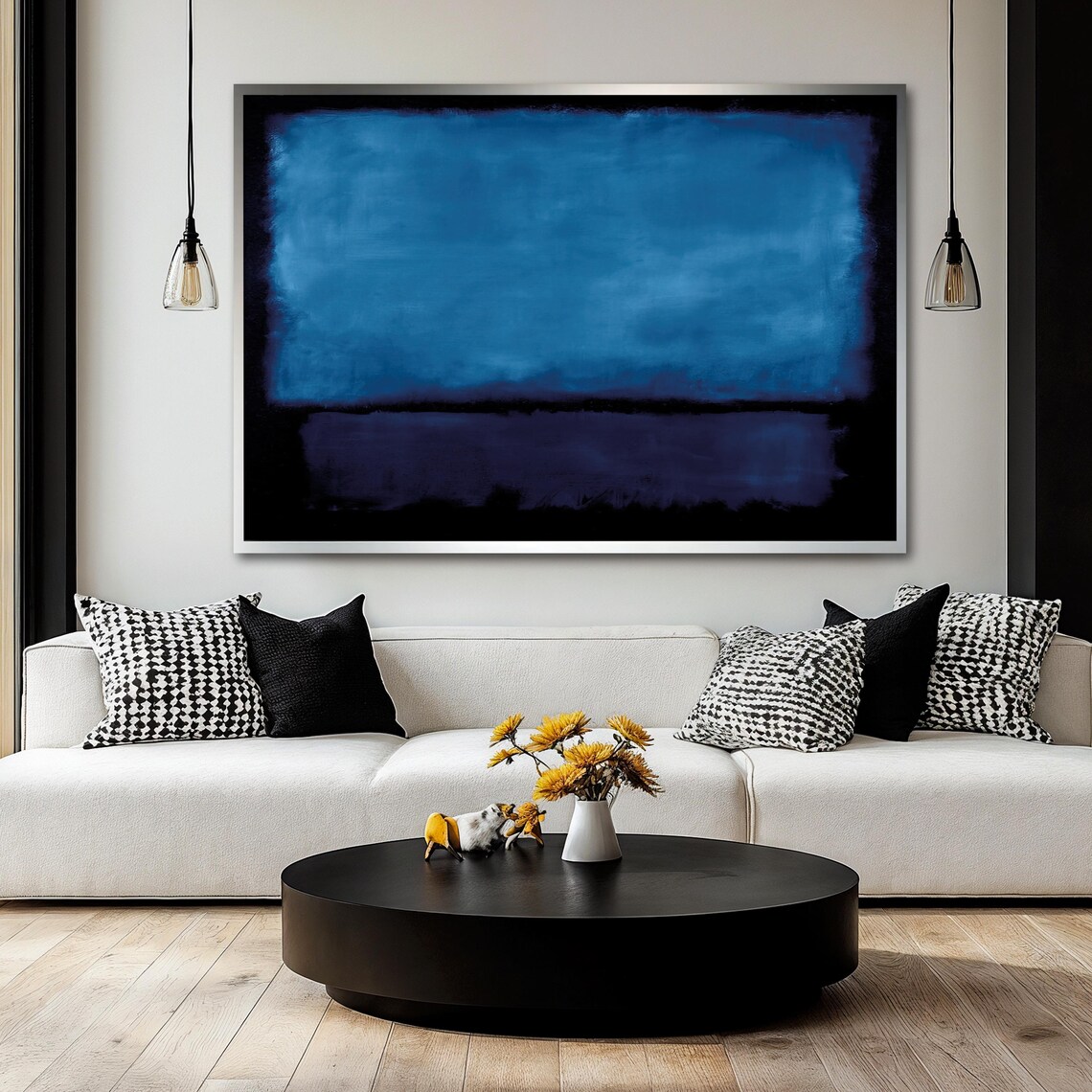 Mark Rothko Style Deep Blue On Black Color Field Abstract Poster - Image 2