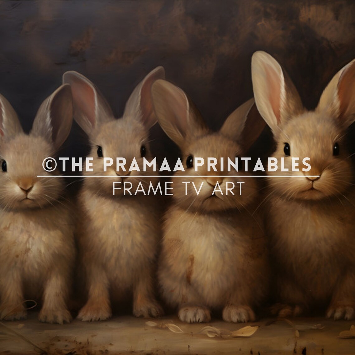 Moody Easter Bunnies Frame Tv Art Spring Bunny Rabbit Dark Tone Painting Vintage Landscape Antique Easter Decor - Image 2