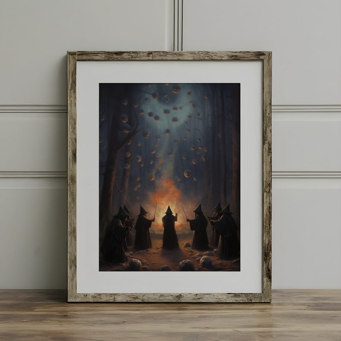 Witches Coven Bonfire Dark Forest Spooky Night Gathering Poster - Image 3