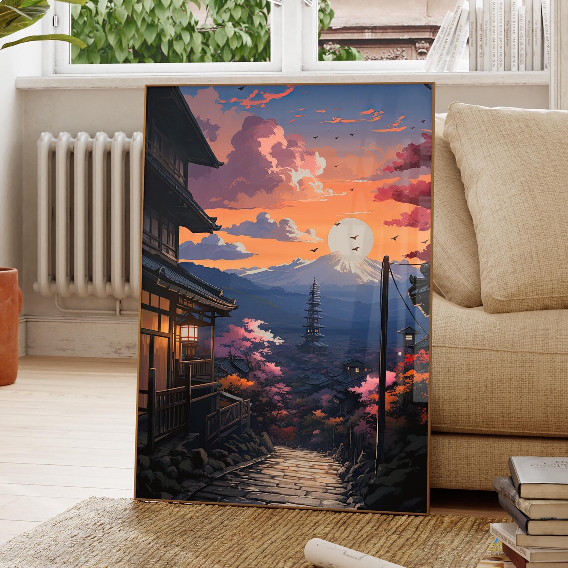 Lofi Japanese Town at Sunset, Kyoto Travel Poster