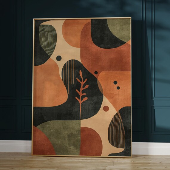 Boho Poster With Geometric Earth Tone Decor For Gallery Wall Art Perfect Mid Century Accent For Trendy Home