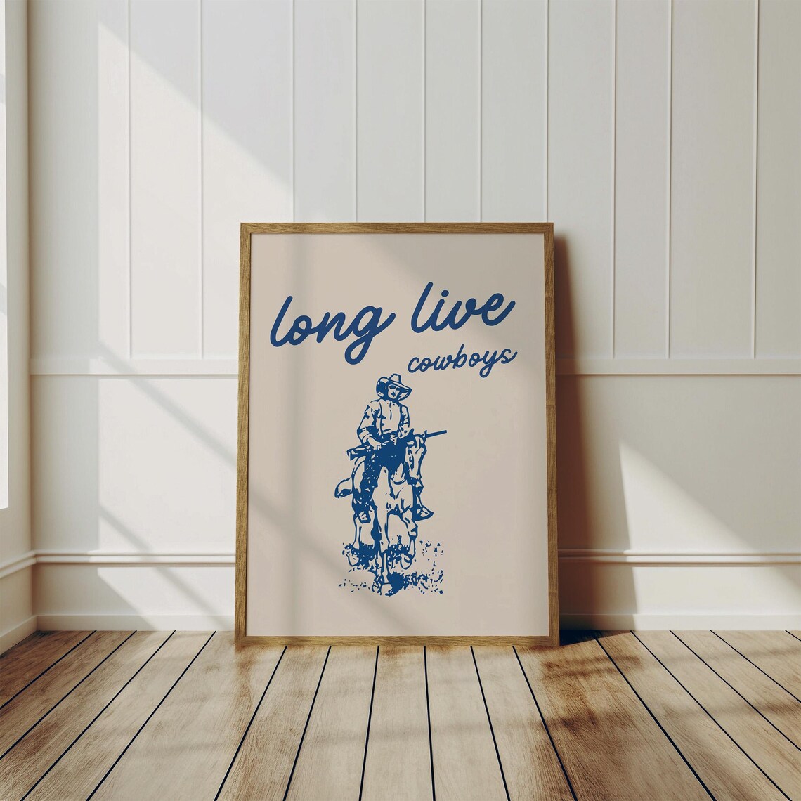 Long Live Cowboys Western Cowboy on Horse Quote Decor Poster