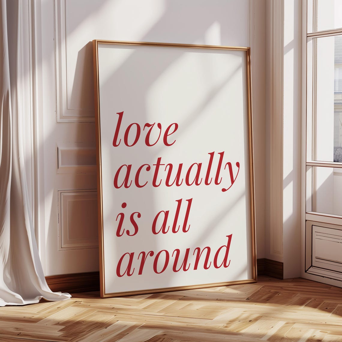 Love Actually Is All Around Red Script Typography Quote Print - Image 2
