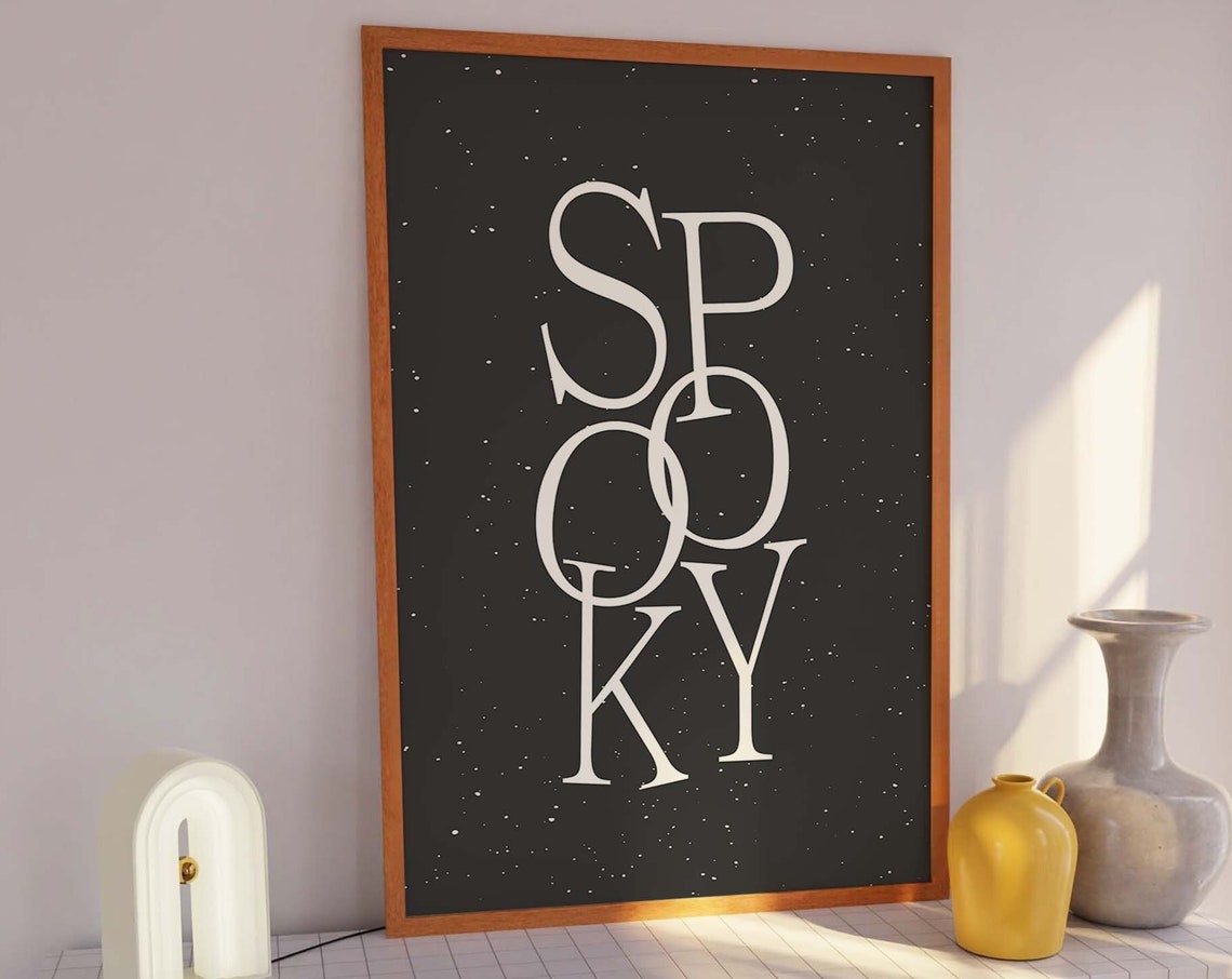 Spooky Minimal Black Halloween Typography Art Wall Decor Poster