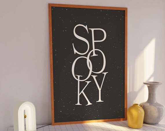 Spooky Minimal Black Halloween Typography Art Wall Decor Poster