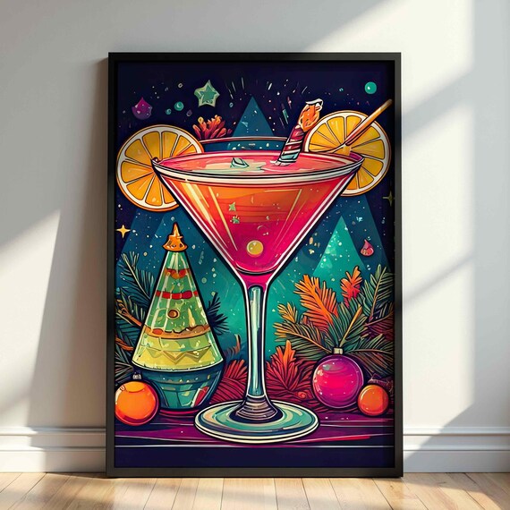 Christmas Pink Martini Festive Orange Slice Holiday Bar Wall Art