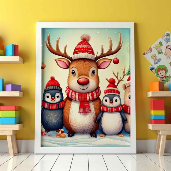 Christmas Wall Art Vintage Holiday Decor Retro Cozy Festive Designs Instant Cute Trendy