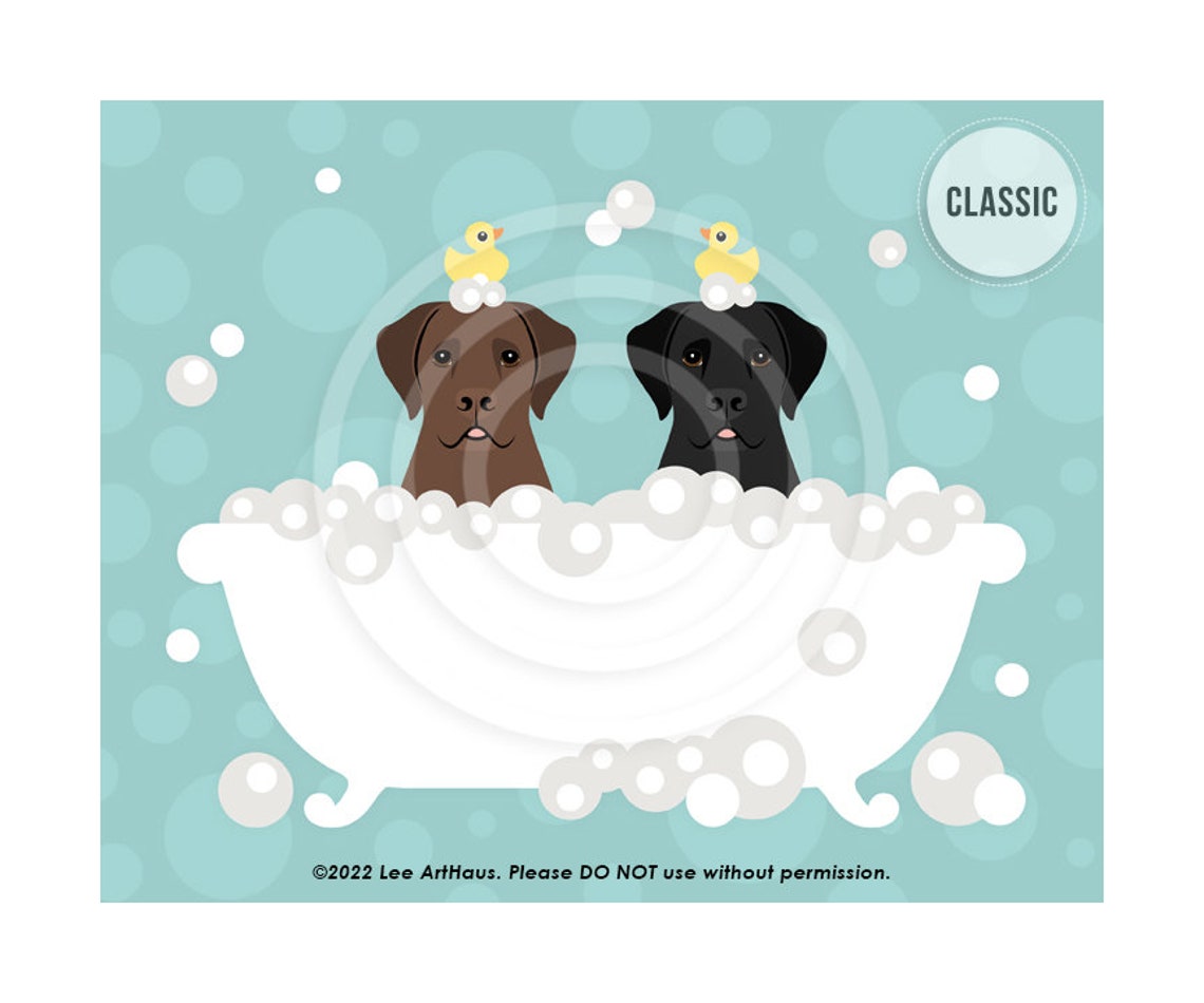 Chocolate Black Labrador Bubble Bath Clawfoot Tub Dog Lover Poster