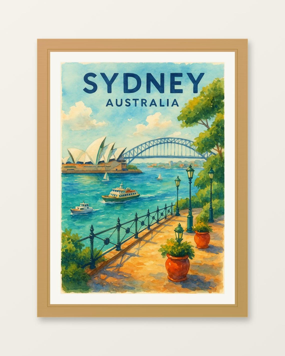 Sydney Australia Opera House Harbour Bridge Harbor Travel Poster