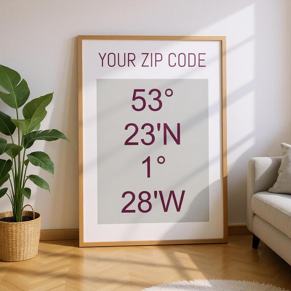 Personalized Location Coordinates Map Print Minimalist Wall Art Decor