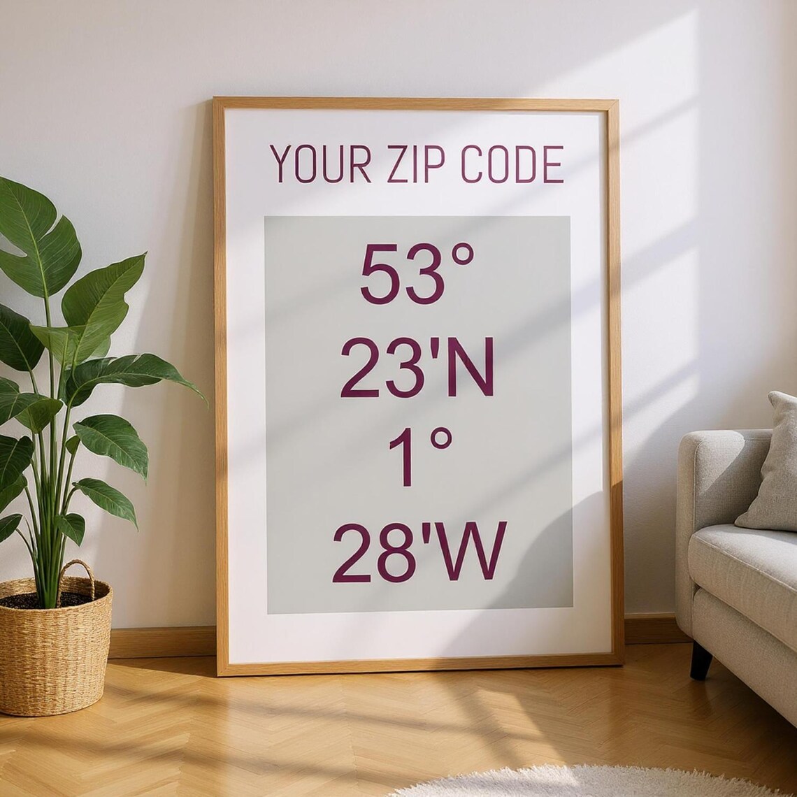 Personalized Location Coordinates Map Print Minimalist Wall Art Decor