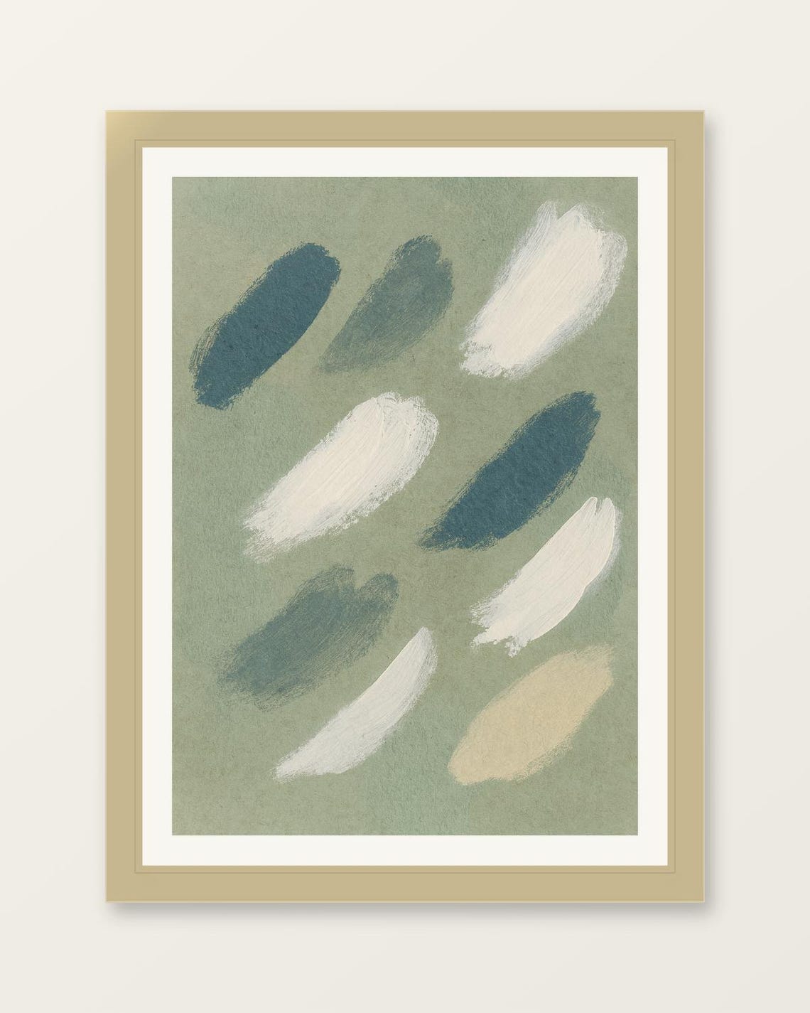 Sage Green Abstract Brushstroke Calm Neutral Minimalist Art Poster