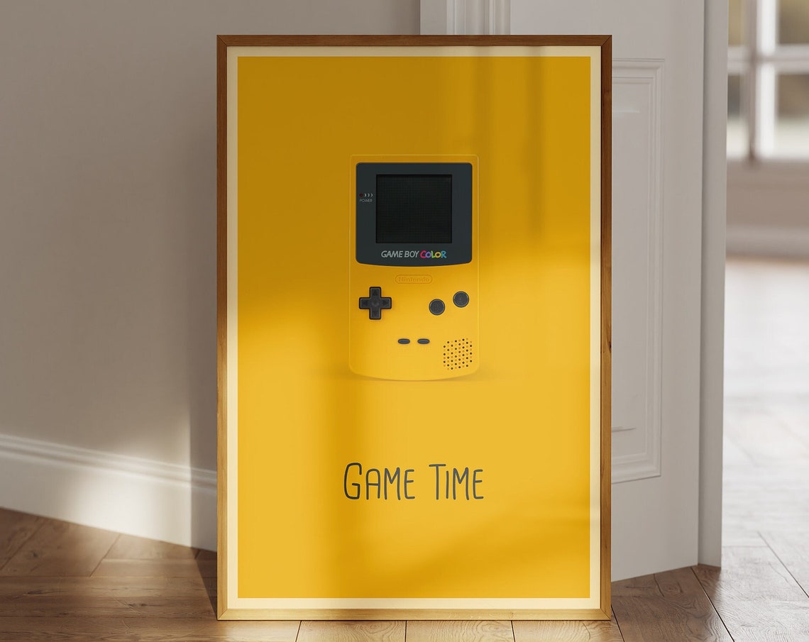 Game Time Yellow Game Boy Color Retro Handheld Console Poster
