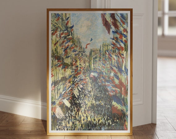 Claude Monet The Rue Montorgueil In Paris Celebration Of June 30 1878 Print Art Poster Home Decor Minimalist Wall Art Modern Gift