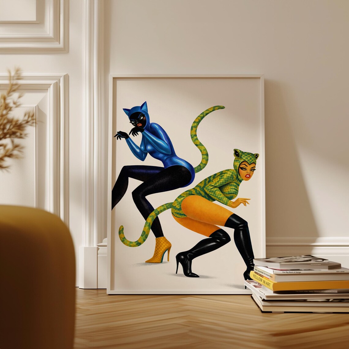 Catwoman Style Retro Comic Villain, Pop Art Print
