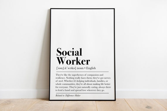 Social Worker Definition Poster, Gift for Social Workers