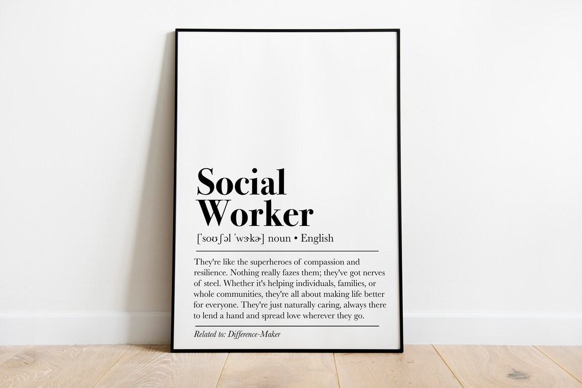 Social Worker Definition Poster, Gift for Social Workers