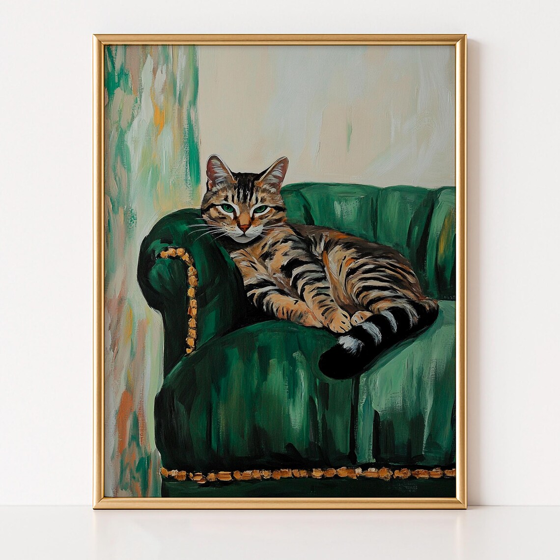 Sleepy Tabby Cat Vintage Farmhouse Art Print