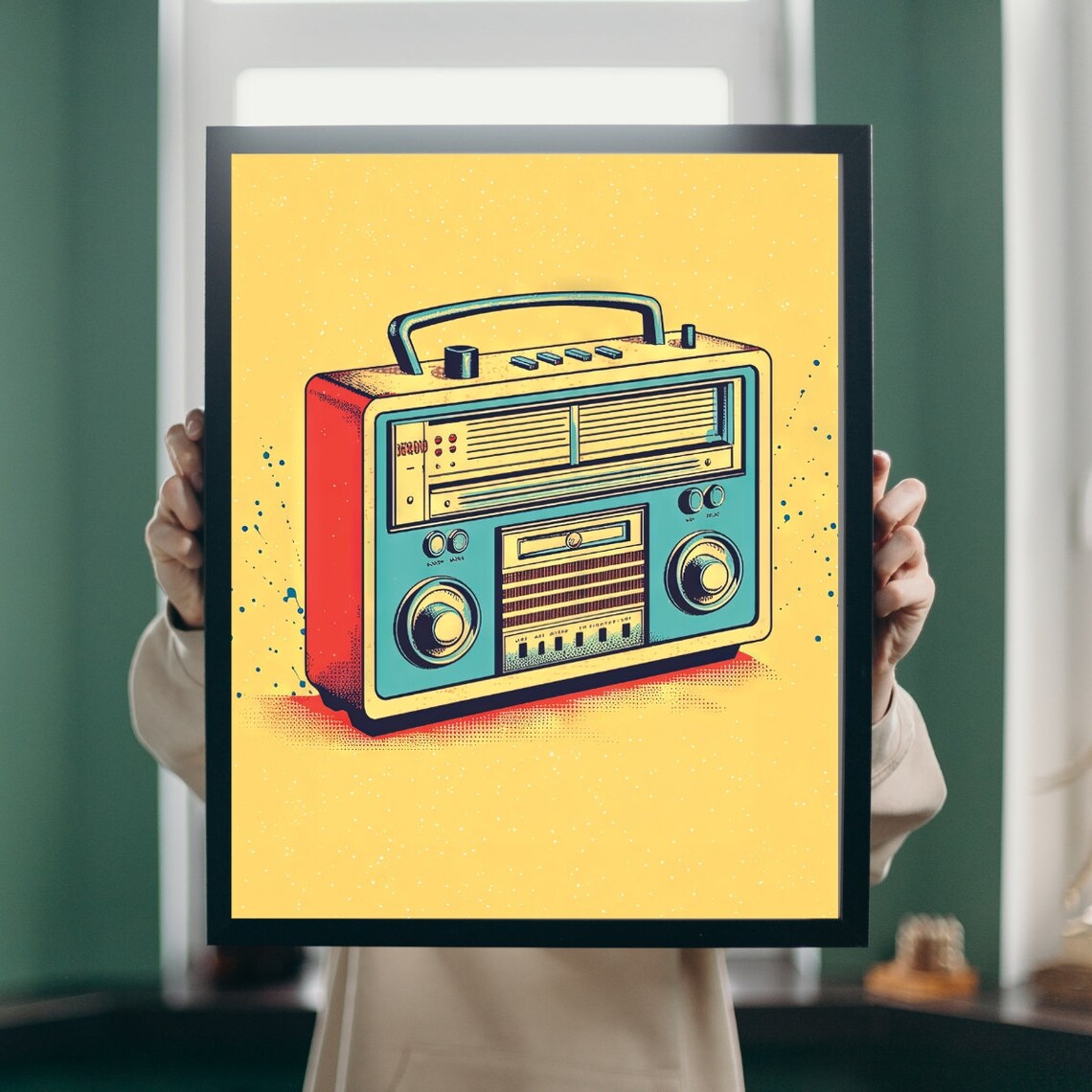 Pop Art Vintage Boombox Radio Retro Music Illustration Poster