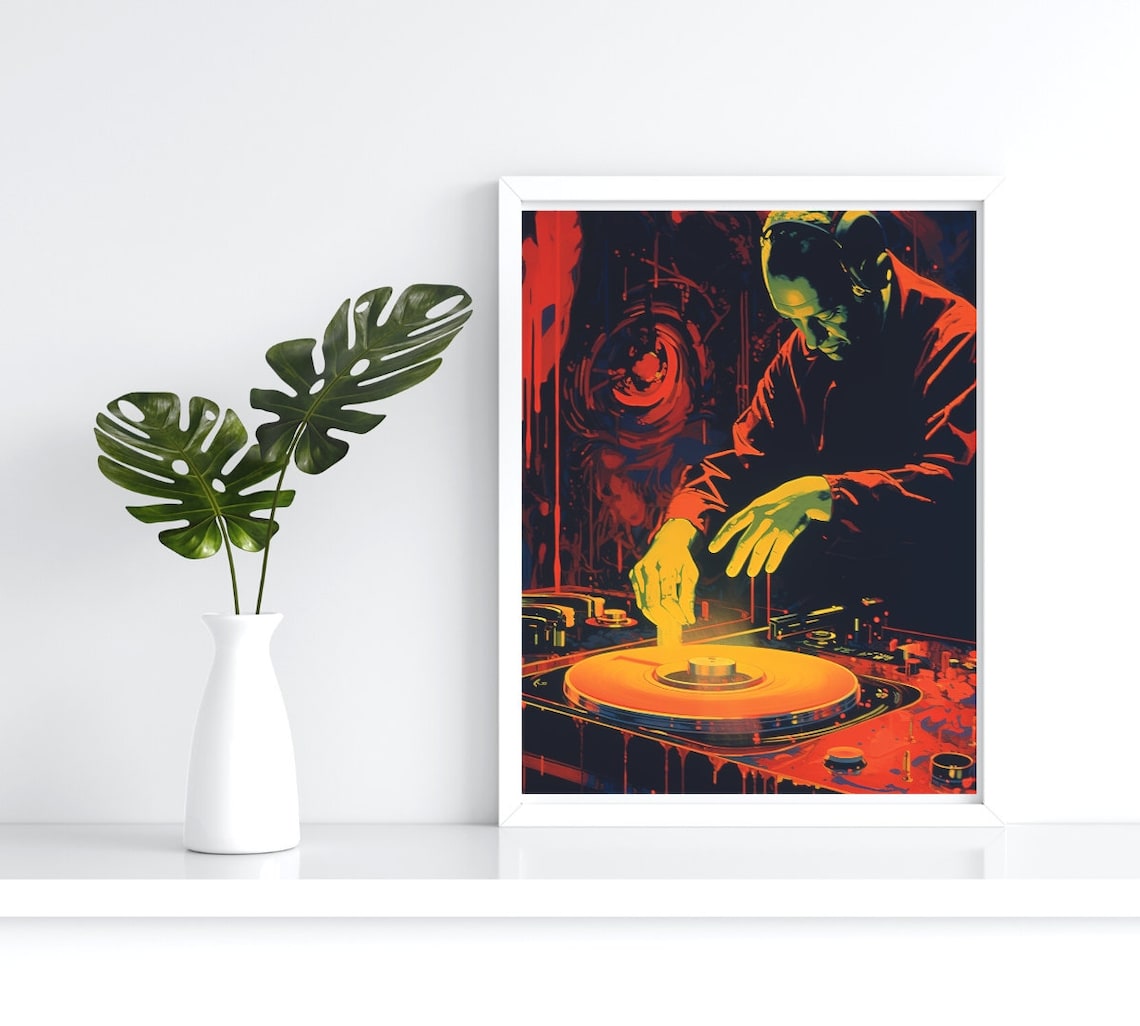Colorful DJ Graffiti Man, Music Art Print