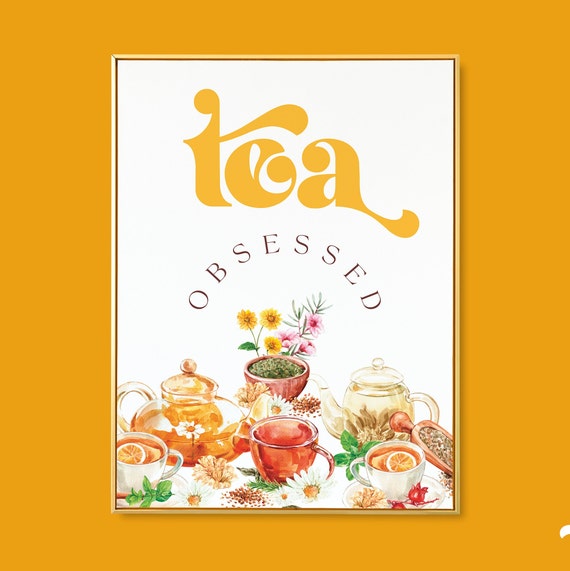 Cute Tea Lover Print Herbal Poster Watercolor Kitchen Decor