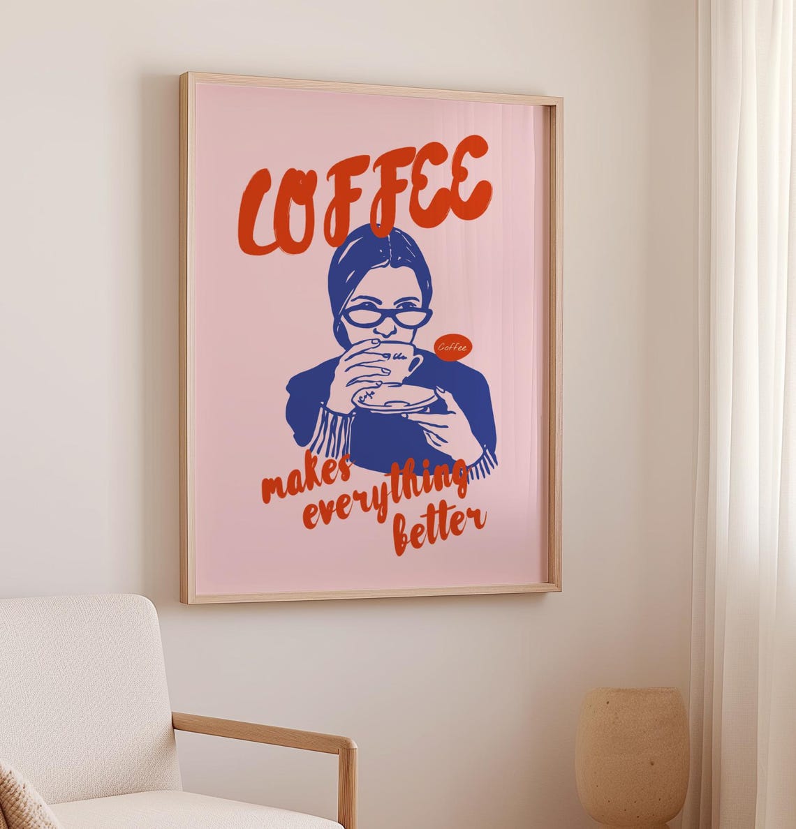 Coffee Makes Everything Better Print Vintage Kitchen Poster Trendy Coffee Decor Coffee Print Modern Bakery Print Retro Coffee Art Print - Image 3