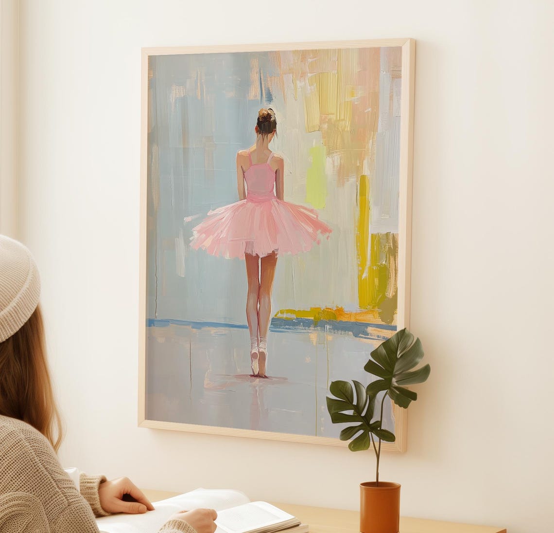 Ballerina In Pink Tutu Dancing En Pointe Ballet Painting Art Poster - Image 3