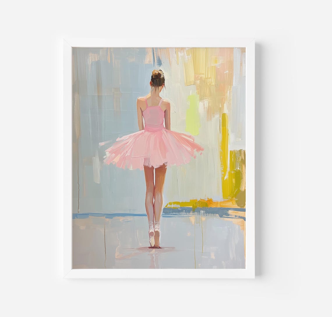 Ballerina In Pink Tutu Dancing En Pointe Ballet Painting Art Poster