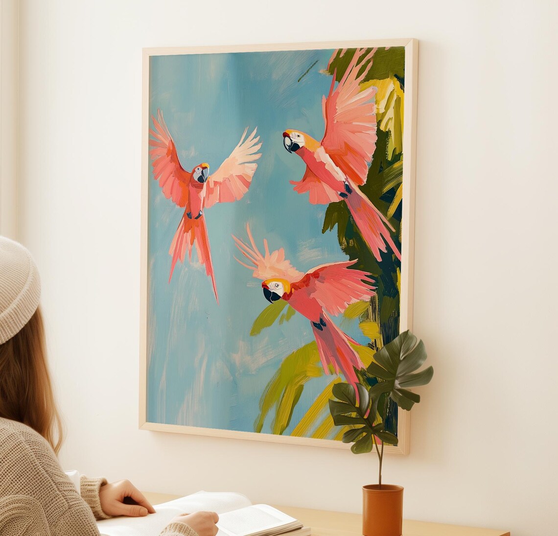 Botanical Parrot Jungle Art Print, Tropical Boho - Image 3