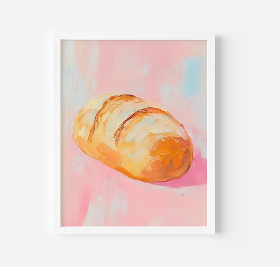 Aesthetic Kitchen Print Bread Wall Art Preppy Print Trendy Maximalist Y2k Dorm Kitchen Decor Home Print Girly Cute Gift Sourdough Art