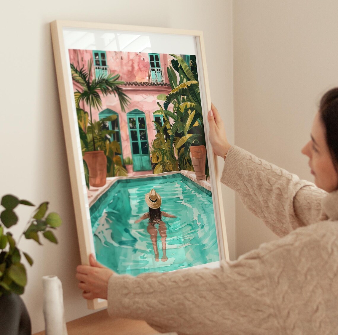 Girl In Pool Swimming Modern Summer Art Print - Image 3