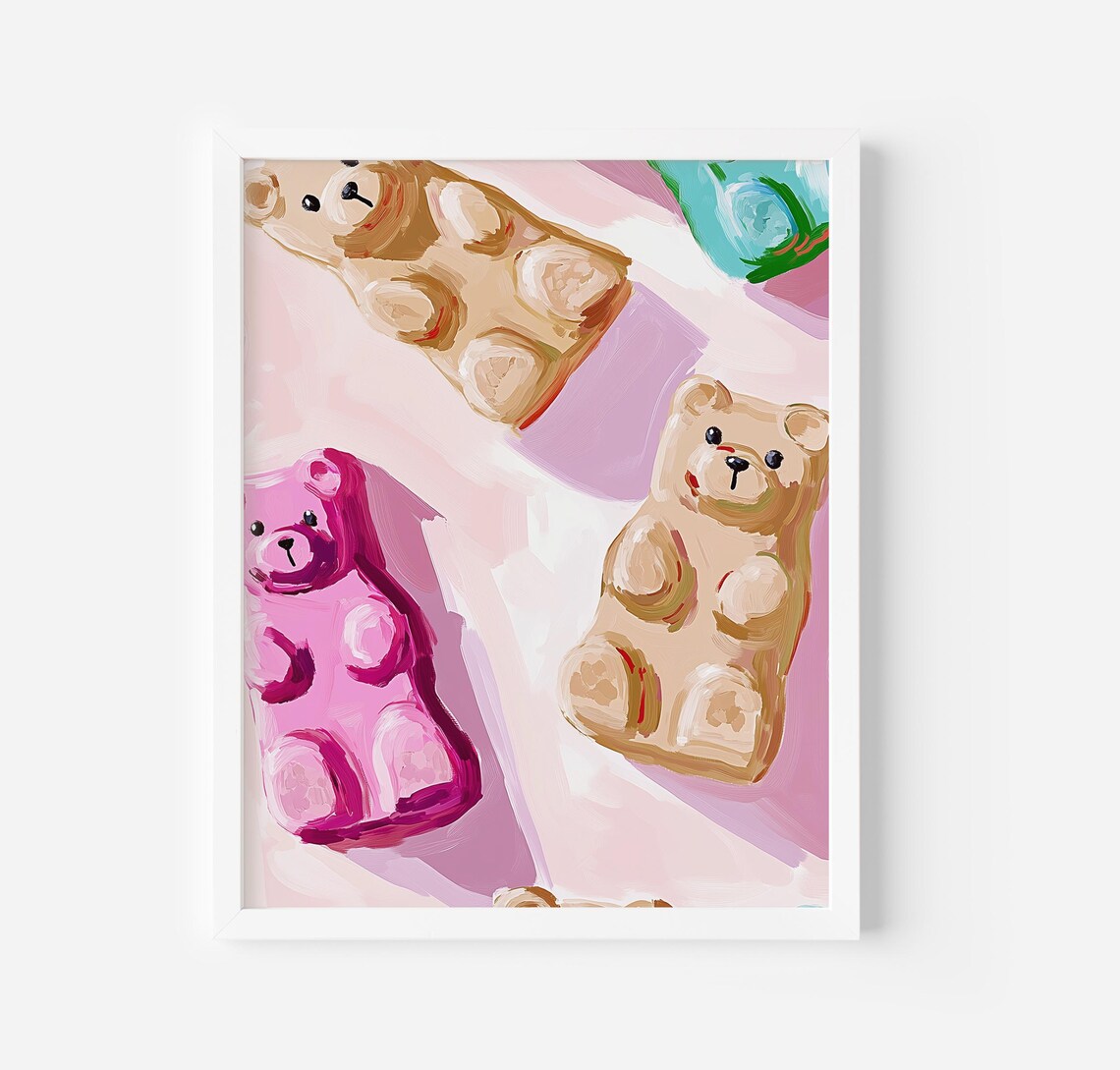 Gummy Bear Art Print, Quirky Candy-Themed Decor