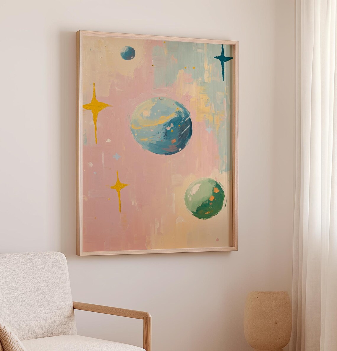 Pink Space Solar System Poster, Girls Room Decor - Image 2