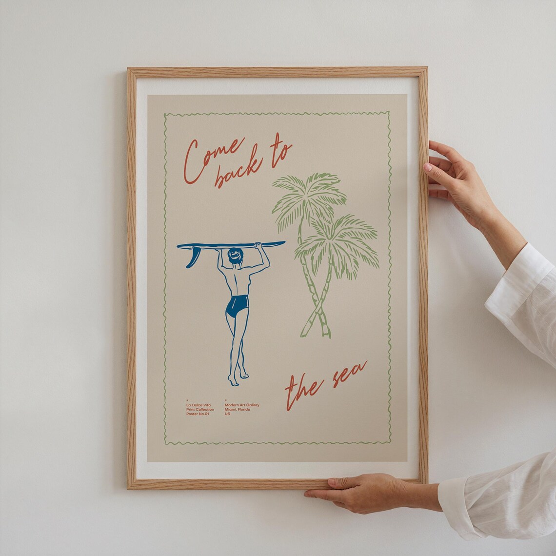 Vintage Coastal Bikini Art Print, Hand-Drawn Summer
