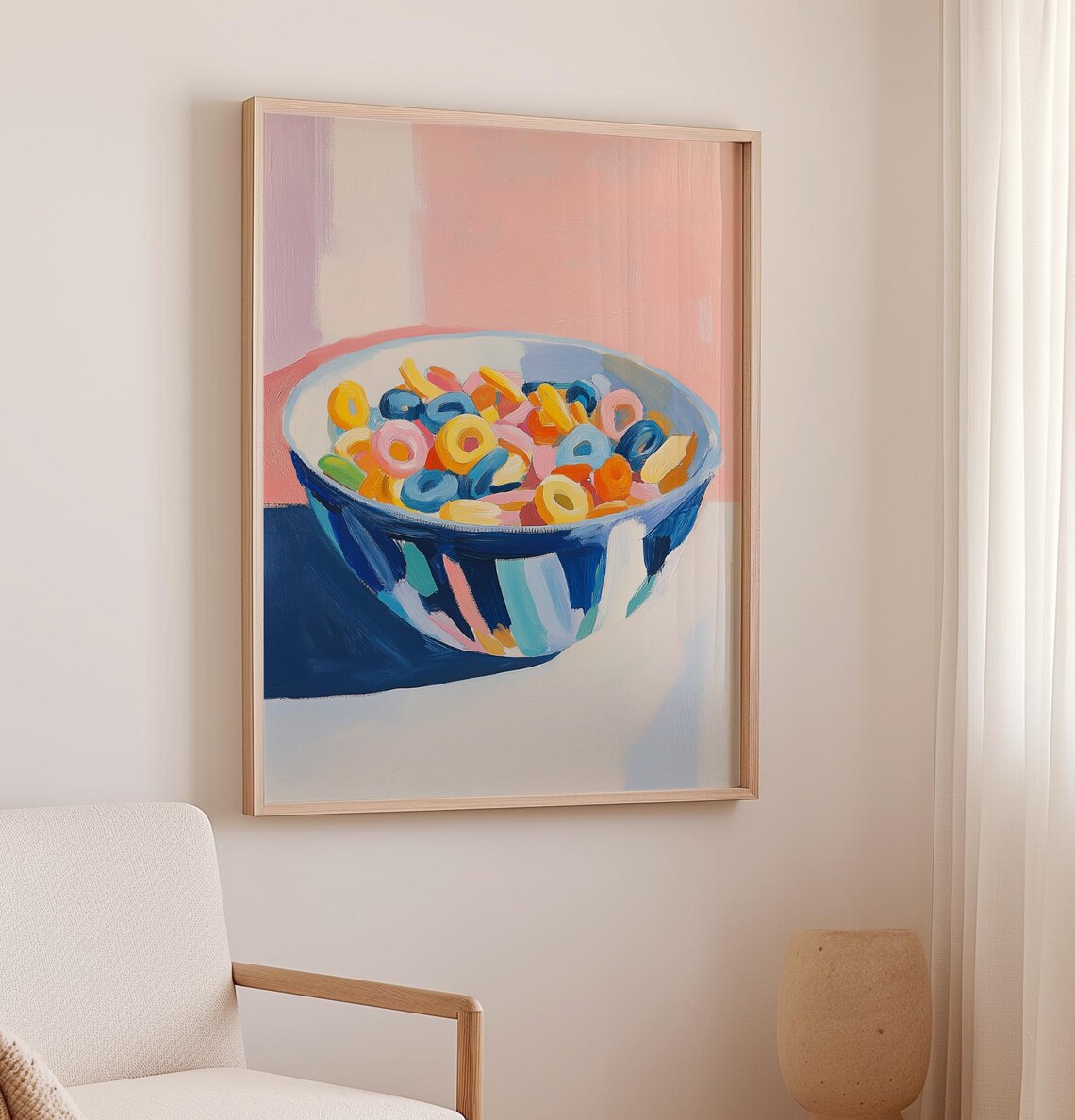 Cereal Bowl Print Aesthetic Kitchen Decor Soft Color Print Modern Kitchen Art Cute Cooking Art Funky Food Prints Kitchen Art - Image 2