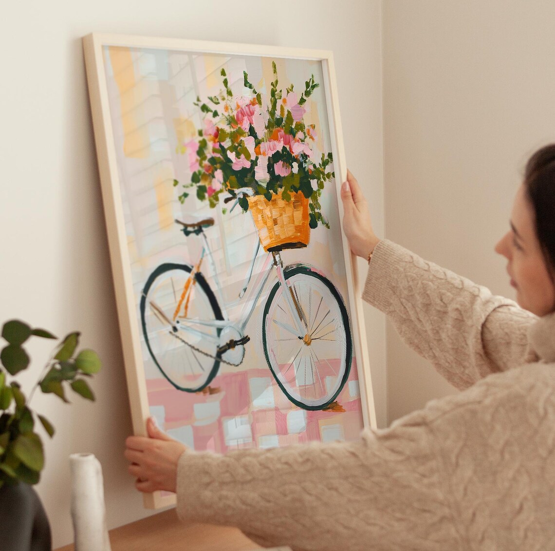 Vintage Bicycle With Flowers Basket Art Print - Image 3