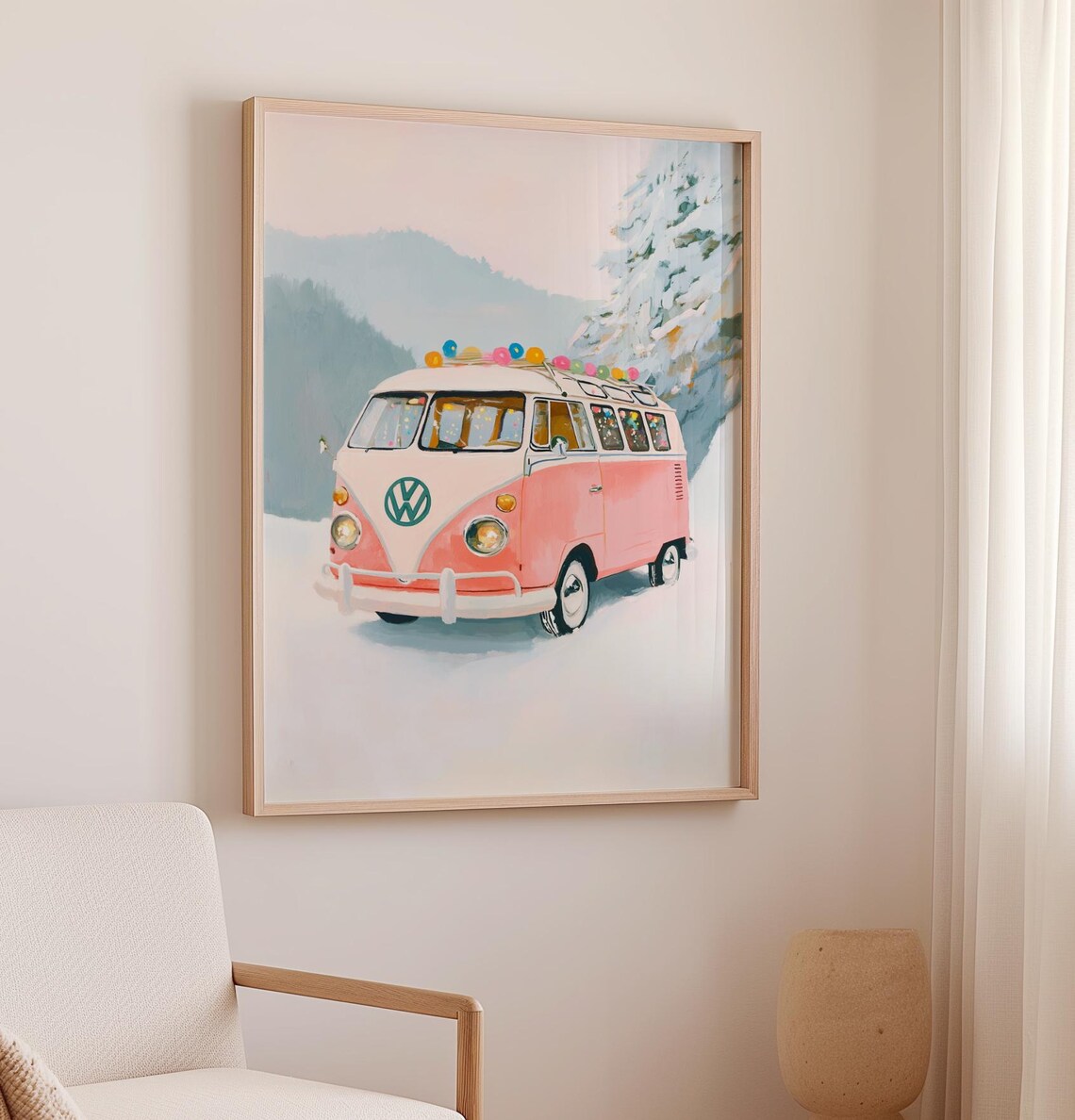 Christmas Van Print, Retro Groovy Boho Decor - Image 2