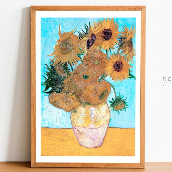 Vincent Van Gogh Sunflowers Vintage Oil Painting Floral Poster