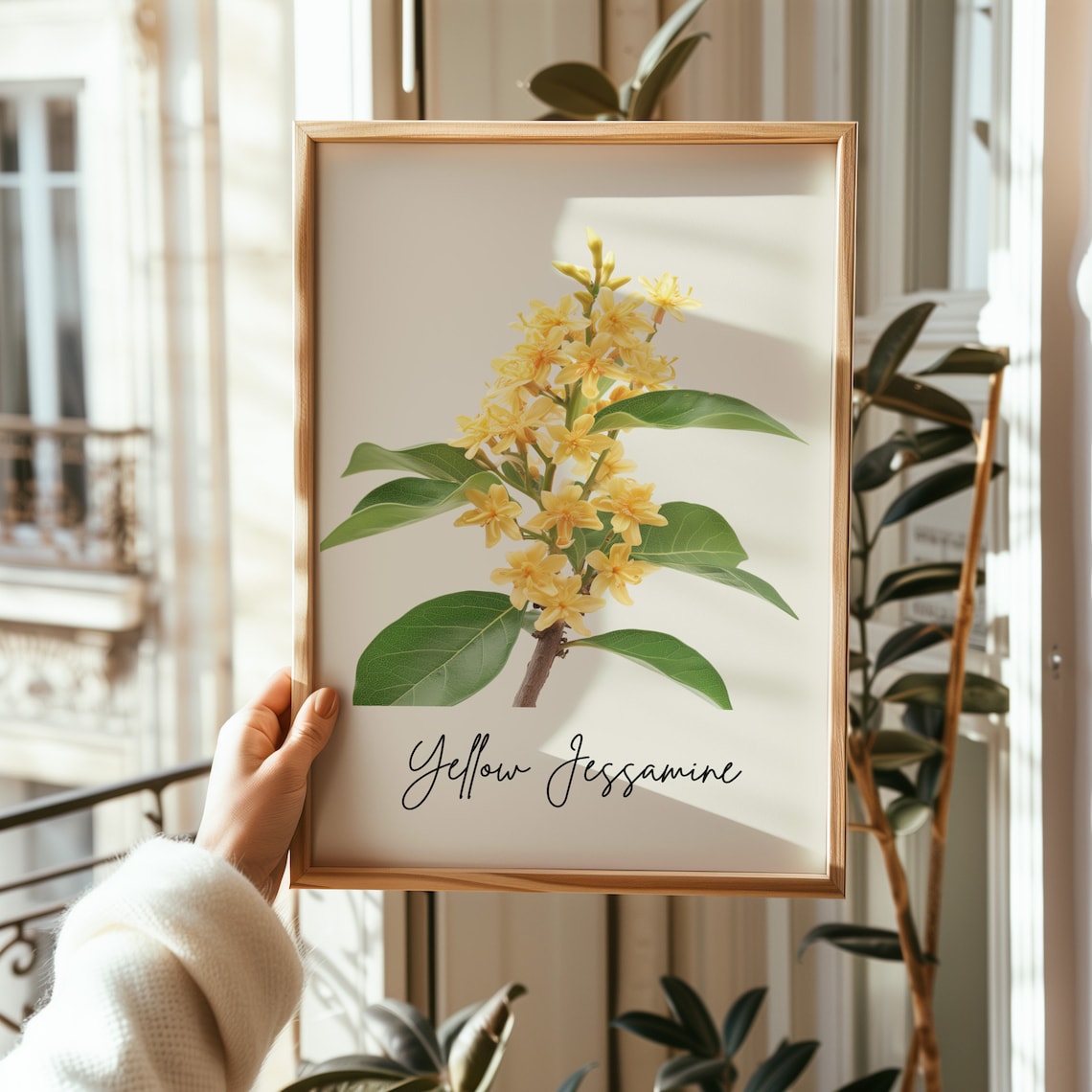 Yellow Jessamine Minimalist Botanical Line Art Wall Art Print