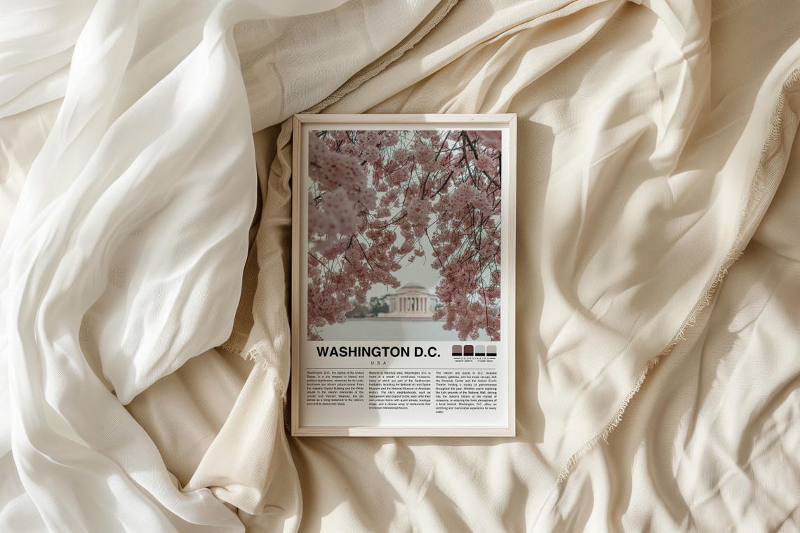 Washington DC Cherry Blossom Spring Bloom Landmark Travel Poster - Image 3