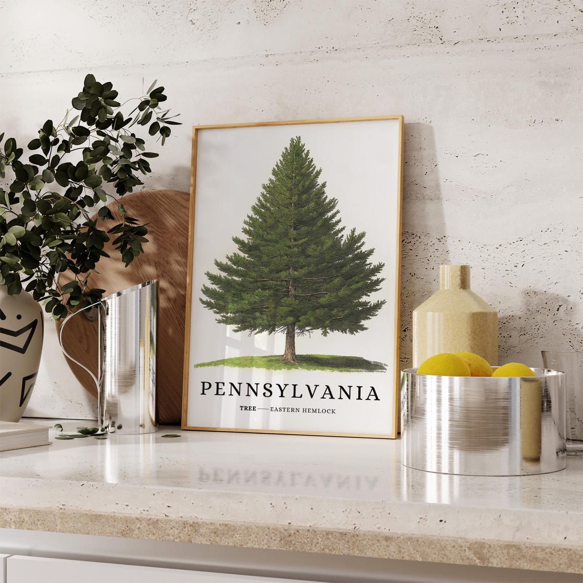 Pennsylvania Eastern Hemlock Tree Botanical Evergreen State Poster - Image 3